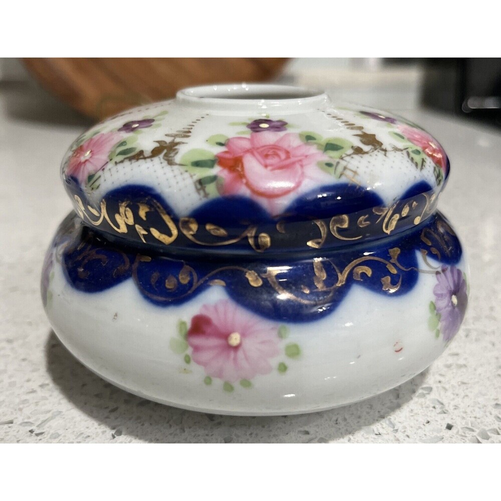ANTIQUE HAND PAINTED HAIR RECEIVER. Cottagecore